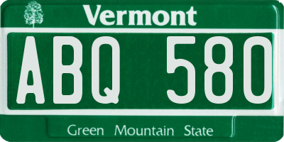 VT license plate ABQ580