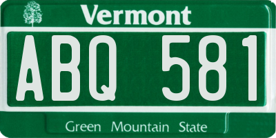 VT license plate ABQ581