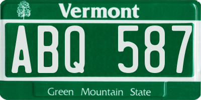 VT license plate ABQ587