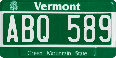 VT license plate ABQ589