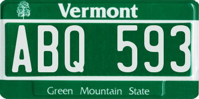 VT license plate ABQ593