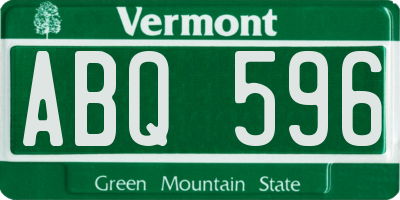 VT license plate ABQ596