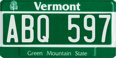 VT license plate ABQ597