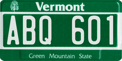 VT license plate ABQ601