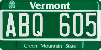 VT license plate ABQ605