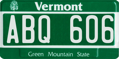 VT license plate ABQ606