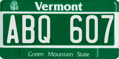 VT license plate ABQ607