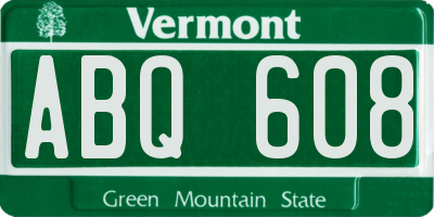 VT license plate ABQ608