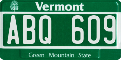 VT license plate ABQ609