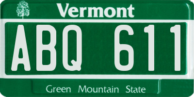 VT license plate ABQ611