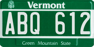 VT license plate ABQ612