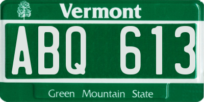 VT license plate ABQ613