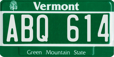 VT license plate ABQ614