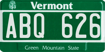 VT license plate ABQ626