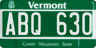 VT license plate ABQ630