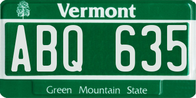 VT license plate ABQ635