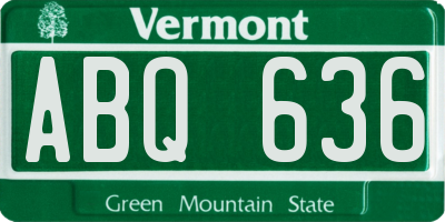 VT license plate ABQ636