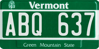 VT license plate ABQ637