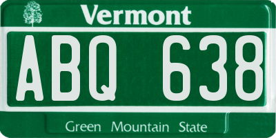 VT license plate ABQ638