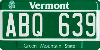 VT license plate ABQ639