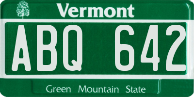 VT license plate ABQ642