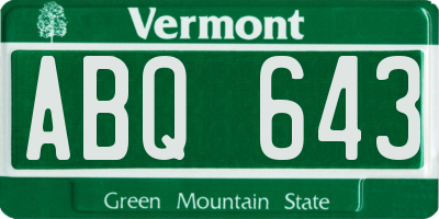 VT license plate ABQ643