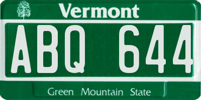 VT license plate ABQ644