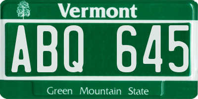 VT license plate ABQ645