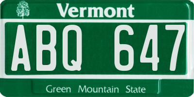 VT license plate ABQ647