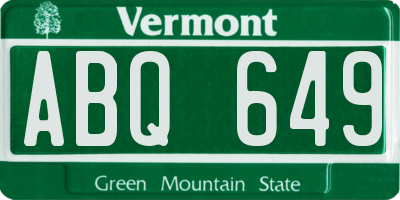 VT license plate ABQ649