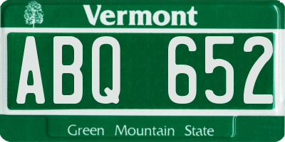 VT license plate ABQ652