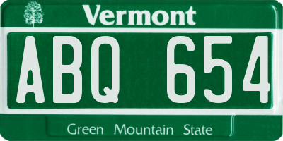 VT license plate ABQ654