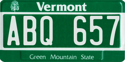 VT license plate ABQ657