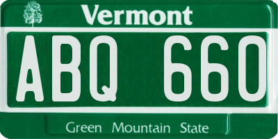 VT license plate ABQ660