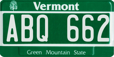 VT license plate ABQ662