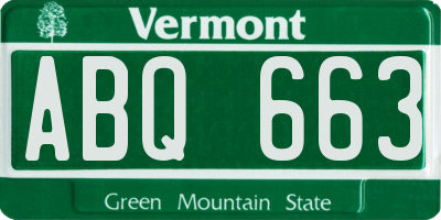 VT license plate ABQ663