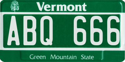 VT license plate ABQ666