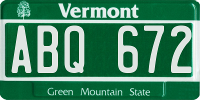 VT license plate ABQ672