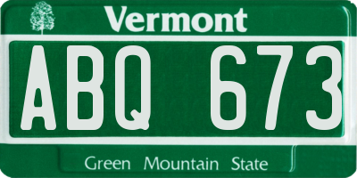 VT license plate ABQ673