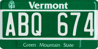 VT license plate ABQ674