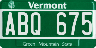 VT license plate ABQ675