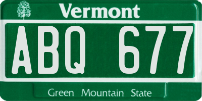 VT license plate ABQ677