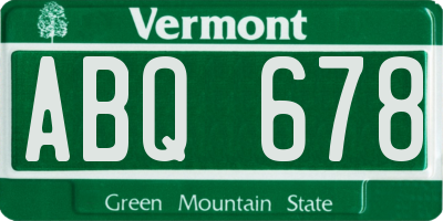 VT license plate ABQ678