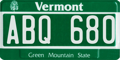 VT license plate ABQ680