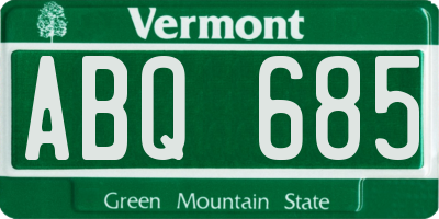 VT license plate ABQ685