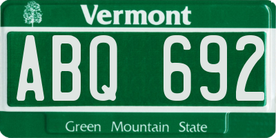 VT license plate ABQ692