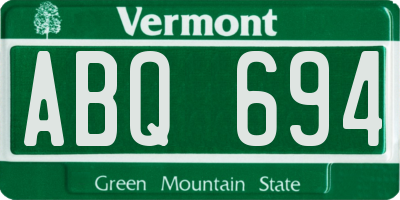 VT license plate ABQ694