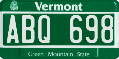 VT license plate ABQ698