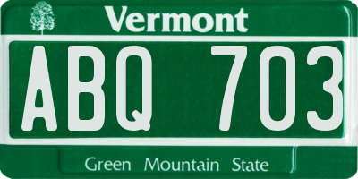 VT license plate ABQ703