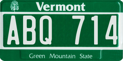 VT license plate ABQ714